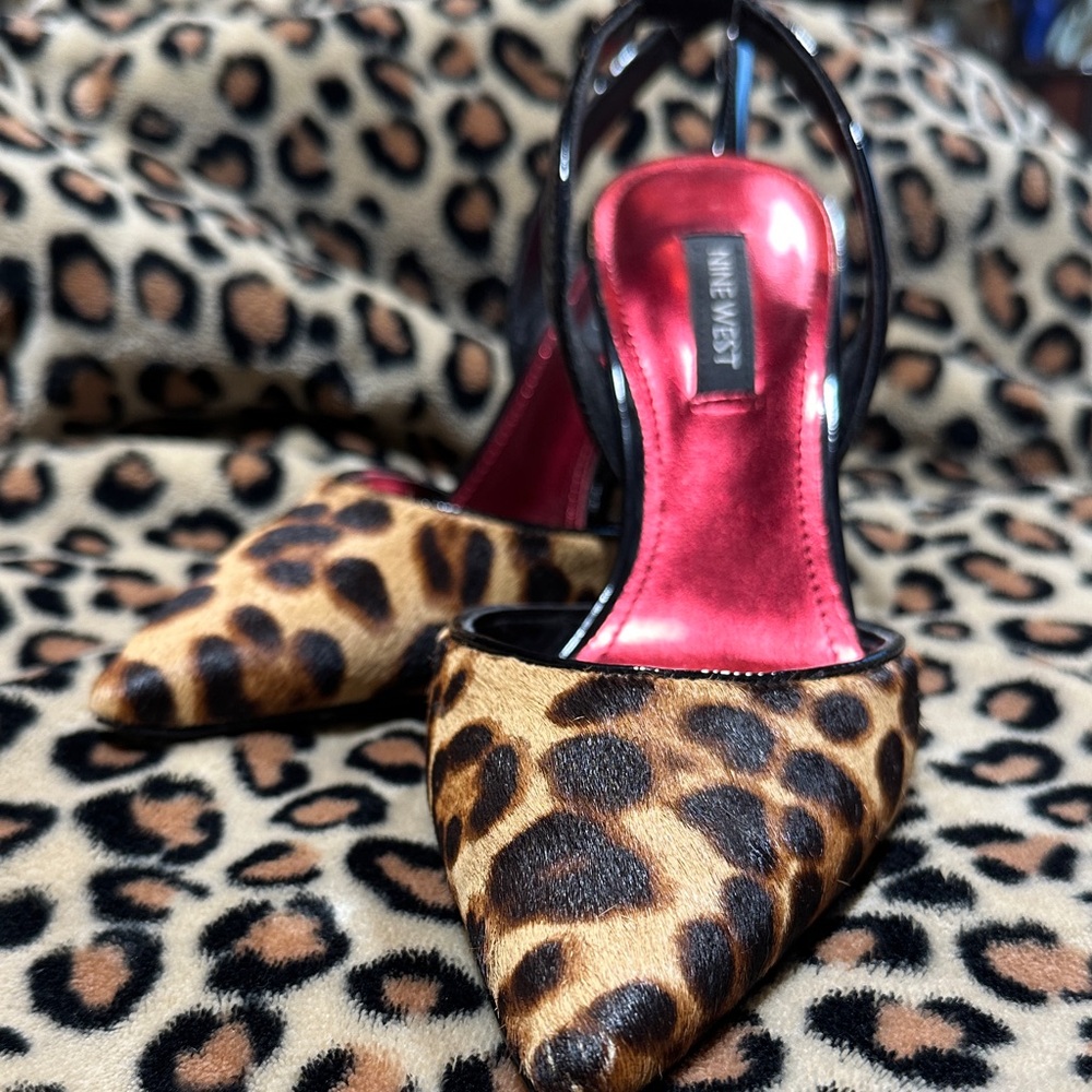 Nine West Leopard Print Heels with Black Accents
